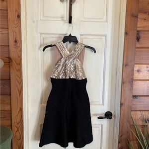 Herve Leger Black and Gold Formal Dress